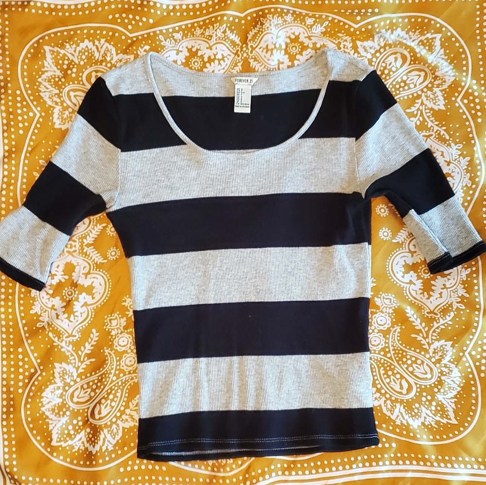 Half Sleeve Striped Top